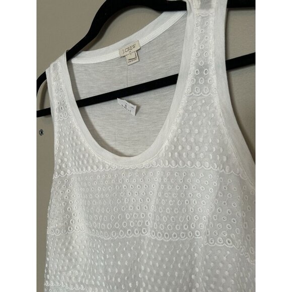 J Crew White Eyelet Embroidery Sleeveless Casual Tank Top US Women's Large NEW - Picture 5 of 9